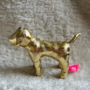 Victoria's Secret PINK | Shiny Gold Logo Print Dog | 2014 Retired VS Plushie